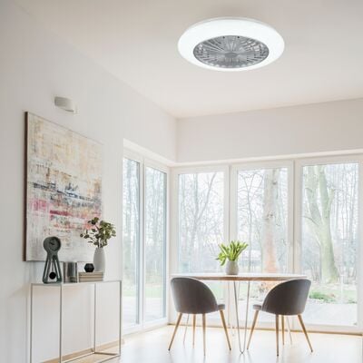 Trio Stralsund LED tuuletinplafondi  valkoinen tähtitaivas RGB